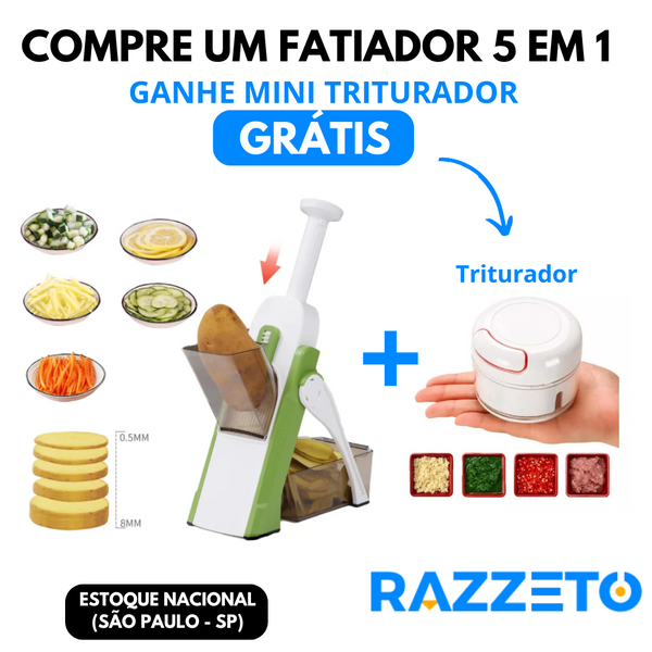 Fatiador Multifuncional 5 em 1 - [Lâmina de Aço Inox] + Brinde Triturador